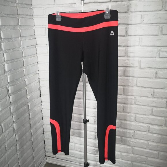 Reebok Ladies Size XL Ankle Length Black with Salmon Accents Leggings - Picture 1 of 7